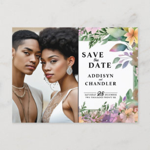 Whimsical Pastel Watercolor Wildblume Hochzeit Feiertagspostkarte