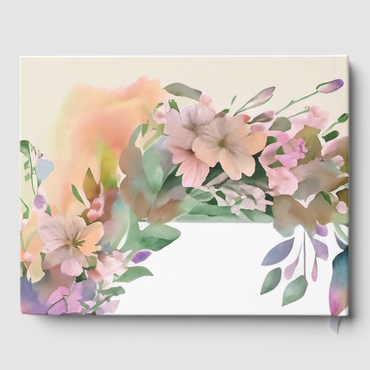 Whimsical Pastel Watercolor Wildblume Hochzeit Gästebuch (Rückseite)