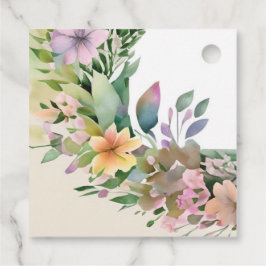 Whimsical Pastel Watercolor Wildblume Hochzeit Geschenkanhänger