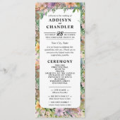 Whimsical Pastel Watercolor Wildblume Hochzeit Programm (Vorderseite)