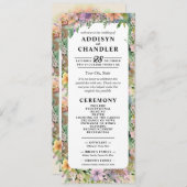 Whimsical Pastel Watercolor Wildblume Hochzeit Programm (Vorne/Hinten)