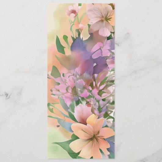 Whimsical Pastel Watercolor Wildblume Hochzeit Programm (Rückseite)