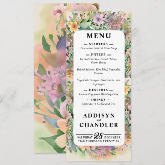 Whimsical Pastel Watercolor Wildblume Hochzeit Programm