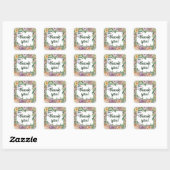 Whimsical Pastel Watercolor Wildblume Hochzeit Quadratischer Aufkleber (Blatt)