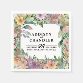 Whimsical Pastel Watercolor Wildblume Hochzeit Serviette