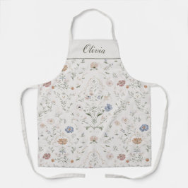 Whimsical Pastel Watercolor Wildflower Custom Name Schürze