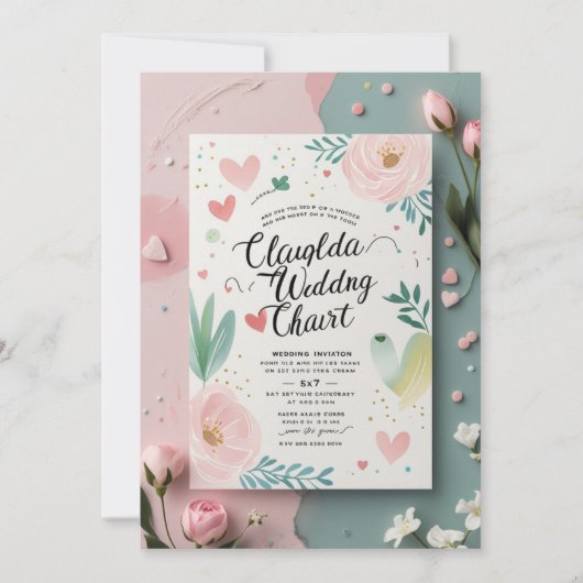 Whimsical Pastel Wedding Einladung (Vorderseite)