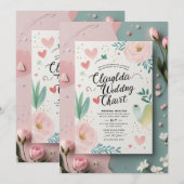 Whimsical Pastel Wedding Einladung (Vorne/Hinten)