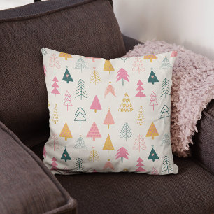 Whimsical Pastel Weihnachtsbaumen Muster Kissen