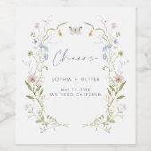 Whimsical Pastel Wildblume Brautparty Weinetikett (Einzelnes Label)