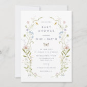 Whimsical Pastel Wildblume Frame Baby Dusche Einladung (Vorderseite)