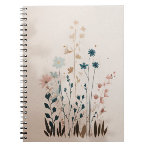 Whimsical Pastel Wildblume Garden Notebook Notizblock