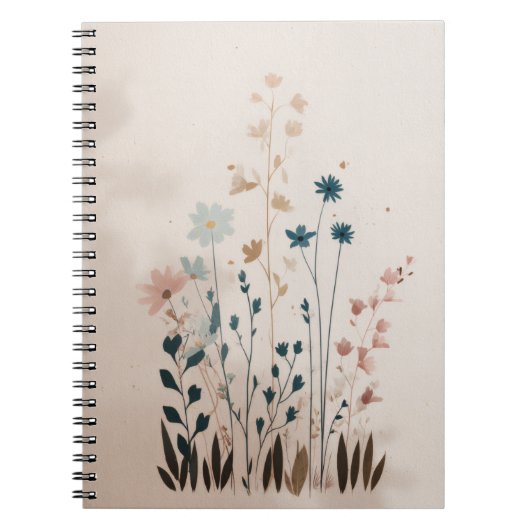 Whimsical Pastel Wildblume Garden Notebook Notizblock (Vorderseite)