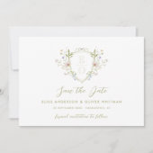 Whimsical Pastel Wildblume Wappen Hochzeit Save The Date (Vorderseite)