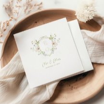 Whimsical Pastel Wildblume Wappen Hochzeit