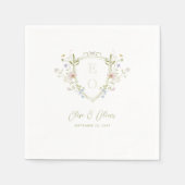 Whimsical Pastel Wildblume Wappen Hochzeit Serviette (Vorderseite)