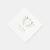Whimsical Pastel Wildblume Wappen Hochzeit Serviette (Ecke)