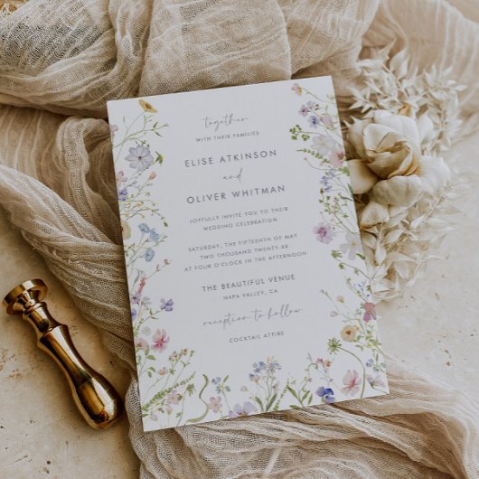 Whimsical Pastel Wildblume Wedding Einladung
