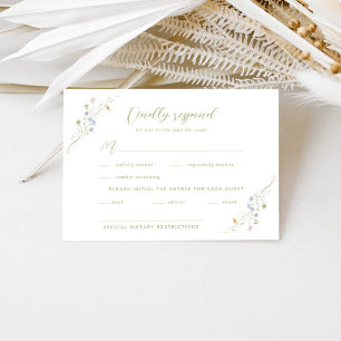 Whimsical Pastel Wildblume Wedding RSVP Karte