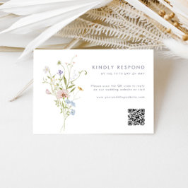 Whimsical Pastel Wildblume Wedding RSVP Karte