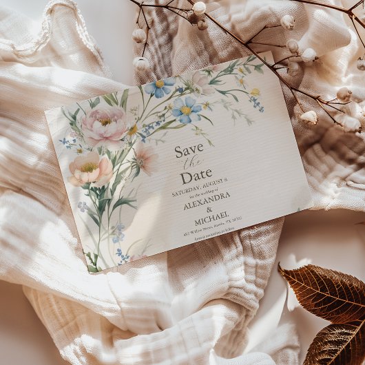 Whimsical Pastel Wildblume Wedding Save The Date