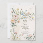 Whimsical Pastel Wildblume Wedding Save The Date (Vorderseite)
