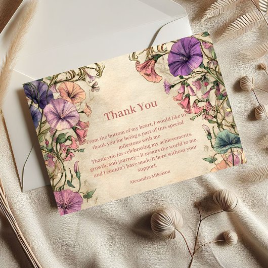 Whimsical Pastel Wildflower Sweet 16 Dankeskarte