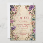 Whimsical Pastel Wildflower Sweet 16 Einladung (Vorderseite)