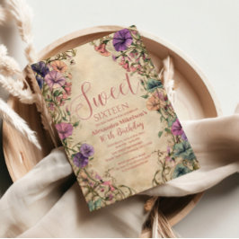 Whimsical Pastel Wildflower Sweet 16 Einladung