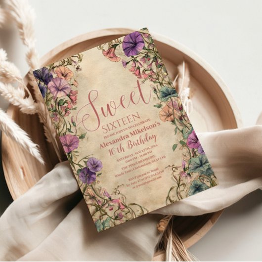 Whimsical Pastel Wildflower Sweet 16 Einladung