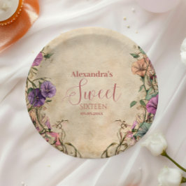 Whimsical Pastel Wildflower Sweet 16 Pappteller