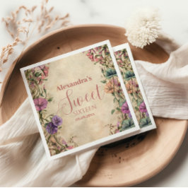 Whimsical Pastel Wildflower Sweet 16 Serviette