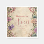 Whimsical Pastel Wildflower Sweet 16 Serviette (Vorderseite)