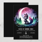 Whimsical Pastel Wolf Geburtstag Einladung (Vorne/Hinten)