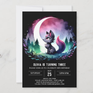 Whimsical Pastel Wolf Geburtstag Einladung