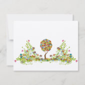 Whimsical Patchwoork Blume Tree Wedding RSVP Karte (Rückseite)