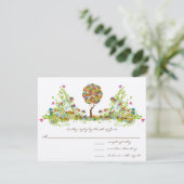 Whimsical Patchwoork Blume Tree Wedding RSVP Karte (Stehend Vorderseite)