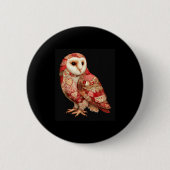 Whimsical Patchwork Owl With Hearts Pattern Button (Vorderseite)
