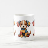 Whimsical Patchwork Puppy Folk Art Cottage Kaffeetasse (Mittel)