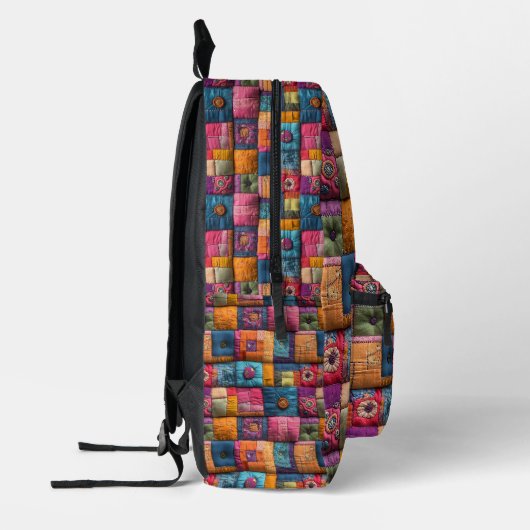 Whimsical Patchwork Quilt Pattern: farbiges Design Bedruckter Rucksack (Links)