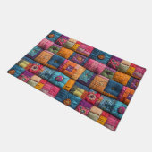 Whimsical Patchwork Quilt Pattern: farbiges Design Fußmatte (Schrägansicht)