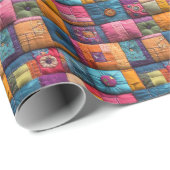 Whimsical Patchwork Quilt Pattern: farbiges Design Geschenkpapier (Rolleneckpunkt)
