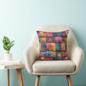 Whimsical Patchwork Quilt Pattern: farbiges Design Kissen (Stuhl )