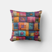 Whimsical Patchwork Quilt Pattern: farbiges Design Kissen (Vorderseite)