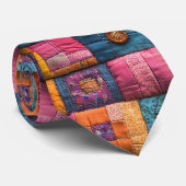 Whimsical Patchwork Quilt Pattern: farbiges Design Krawatte (Gerollt)