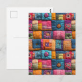 Whimsical Patchwork Quilt Pattern: farbiges Design Postkarte (Vorne/Hinten)