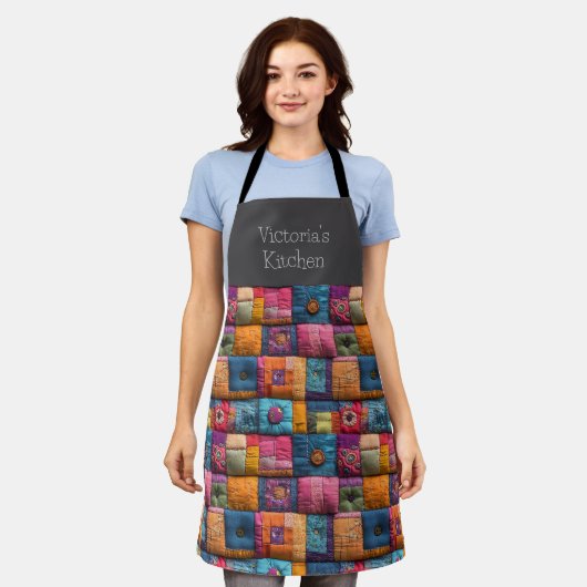 Whimsical Patchwork Quilt Pattern: farbiges Design Schürze (Getragen)