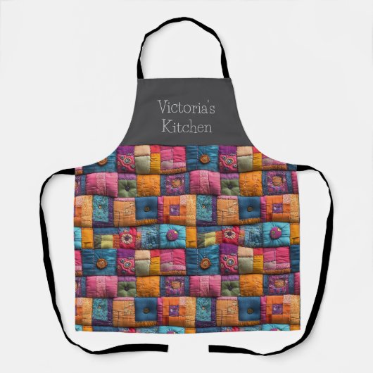 Whimsical Patchwork Quilt Pattern: farbiges Design Schürze (Vorderseite)