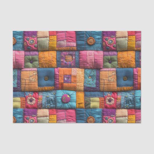 Whimsical Patchwork Quilt Pattern: farbiges Design Seidenpapier (Vorderseite)