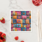 Whimsical Patchwork Quilt Pattern: farbiges Design Serviette (Beispiel)